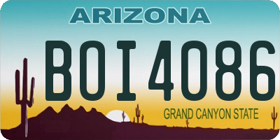 AZ license plate BOI4086