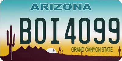 AZ license plate BOI4099