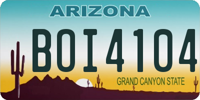 AZ license plate BOI4104