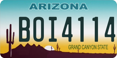 AZ license plate BOI4114