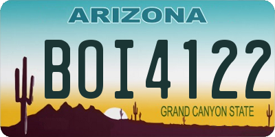 AZ license plate BOI4122
