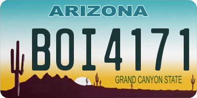 AZ license plate BOI4171