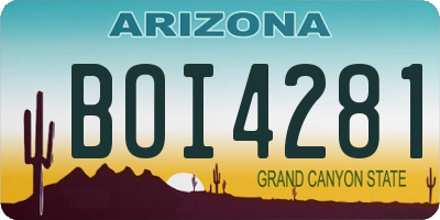 AZ license plate BOI4281