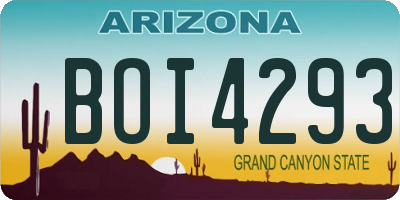 AZ license plate BOI4293