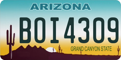 AZ license plate BOI4309