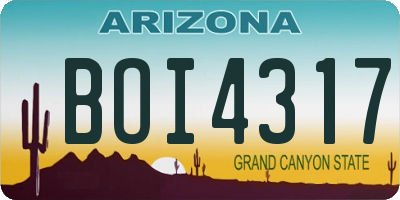 AZ license plate BOI4317