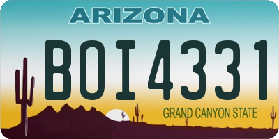 AZ license plate BOI4331