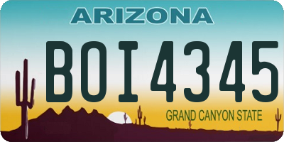 AZ license plate BOI4345
