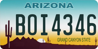AZ license plate BOI4346