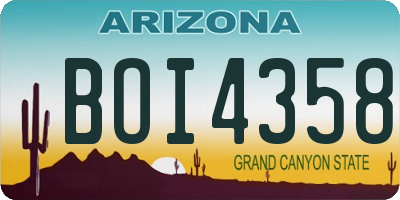 AZ license plate BOI4358
