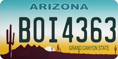 AZ license plate BOI4363