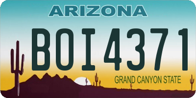 AZ license plate BOI4371