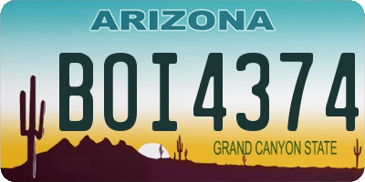AZ license plate BOI4374