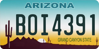 AZ license plate BOI4391