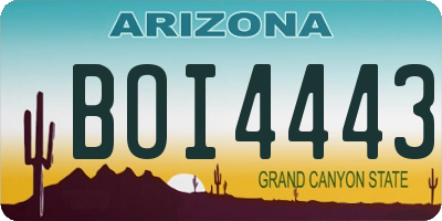 AZ license plate BOI4443