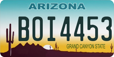 AZ license plate BOI4453