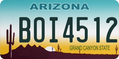 AZ license plate BOI4512