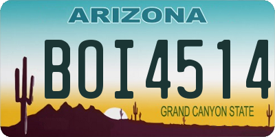 AZ license plate BOI4514