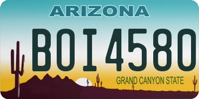 AZ license plate BOI4580