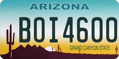 AZ license plate BOI4600