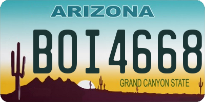 AZ license plate BOI4668