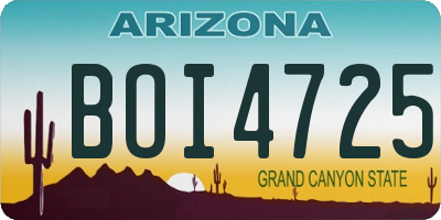 AZ license plate BOI4725