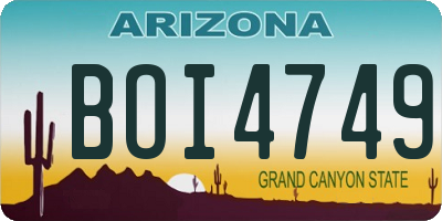 AZ license plate BOI4749