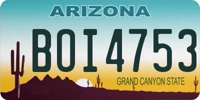 AZ license plate BOI4753