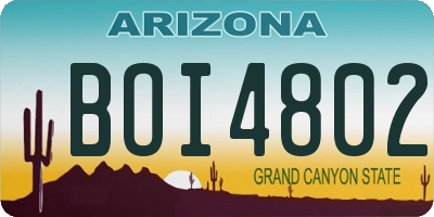 AZ license plate BOI4802