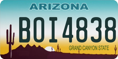 AZ license plate BOI4838