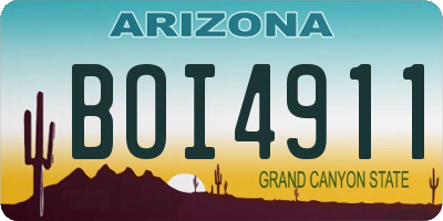 AZ license plate BOI4911