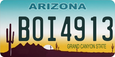 AZ license plate BOI4913