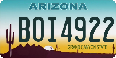 AZ license plate BOI4922