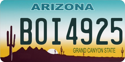 AZ license plate BOI4925