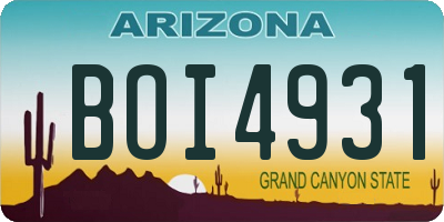 AZ license plate BOI4931