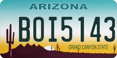 AZ license plate BOI5143