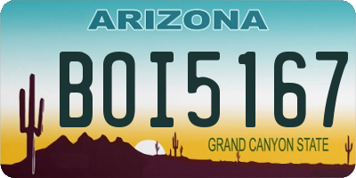 AZ license plate BOI5167