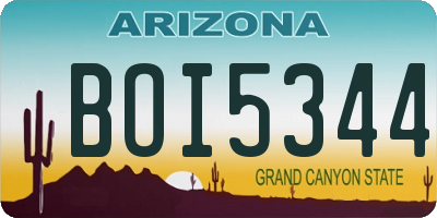 AZ license plate BOI5344