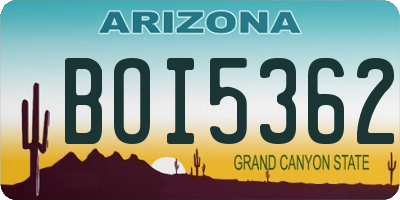 AZ license plate BOI5362