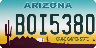 AZ license plate BOI5380