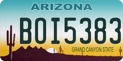 AZ license plate BOI5383