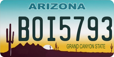 AZ license plate BOI5793