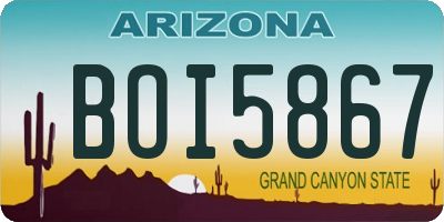 AZ license plate BOI5867