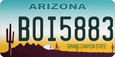 AZ license plate BOI5883