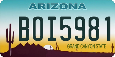 AZ license plate BOI5981