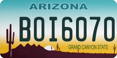 AZ license plate BOI6070
