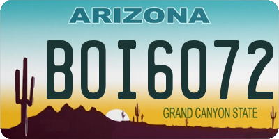AZ license plate BOI6072
