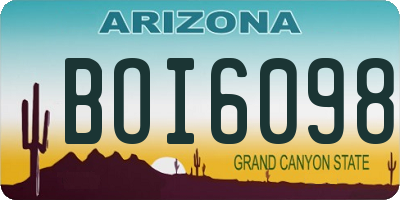 AZ license plate BOI6098