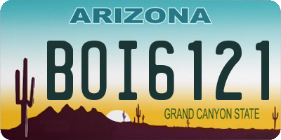 AZ license plate BOI6121