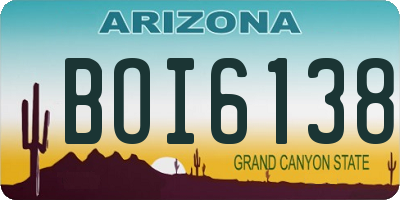 AZ license plate BOI6138